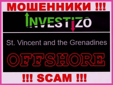 Поскольку Investizo базируются на территории St. Vincent and the Grenadines, присвоенные денежные активы от них не вернуть