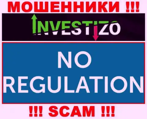 У компании Investizo не имеется регулятора - обманщики беспроблемно сливают наивных людей