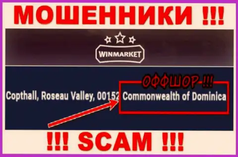 На сайте Win Market отмечено, что они расположились в офшоре на территории Доминика