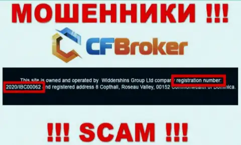 Регистрационный номер internet-мошенников ЦФ Брокер, с которыми довольно-таки опасно иметь дело - 2020/IBC00062
