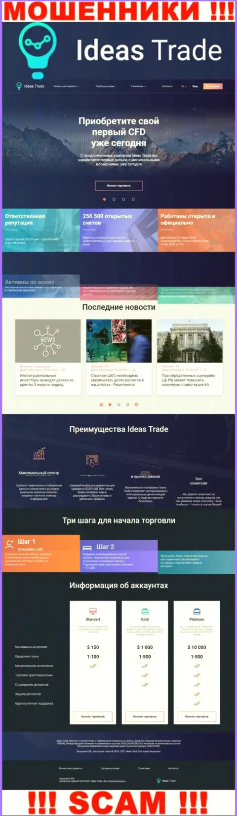 Официальный сайт мошенников Ideas Trade