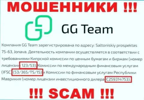 Слишком опасно верить компании GG-Team Com, хоть на интернет-ресурсе и размещен ее лицензионный номер