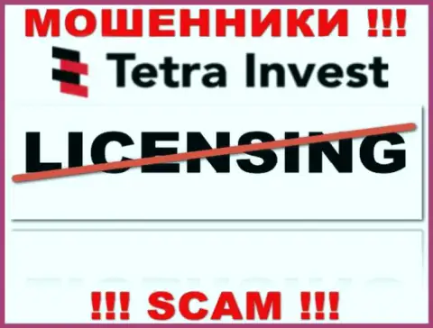 Лицензию аферистам никто не выдает, в связи с чем у мошенников Tetra-Invest Co ее и нет