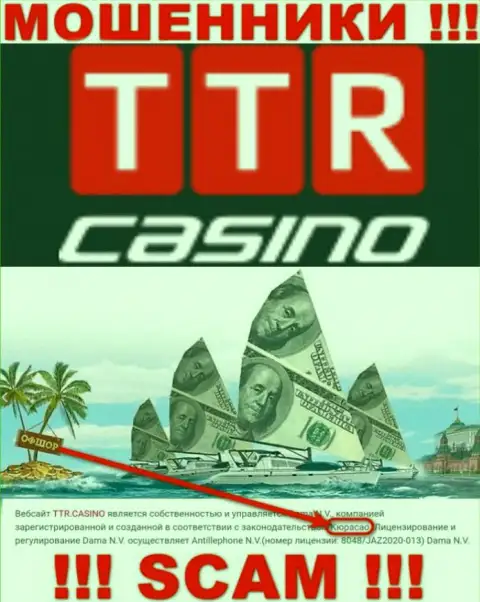 Кюрасао - это официальное место регистрации компании TTR Casino