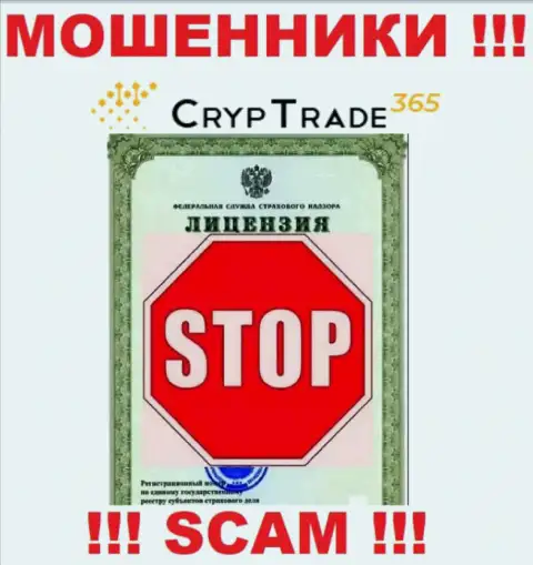 Работа CrypTrade365 нелегальная, так как данной компании не дали лицензионный документ