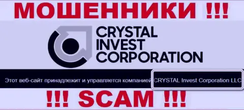 На официальном сайте Кристал Инвест Корпорэйшн ворюги написали, что ими владеет CRYSTAL Invest Corporation LLC