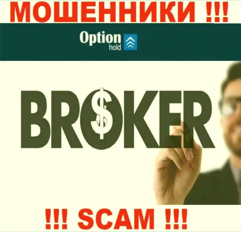 Broker - в указанном направлении предоставляют свои услуги internet жулики Option Hold