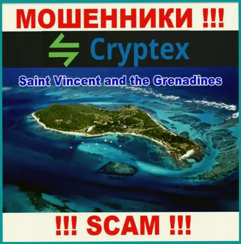 Из Криптекс Нет вложенные деньги возвратить нереально, они имеют оффшорную регистрацию: Saint Vincent and Grenadines
