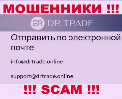 Не отправляйте сообщение на адрес электронной почты мошенников DR Trade, расположенный у них на сайте в разделе контактной информации - это крайне рискованно
