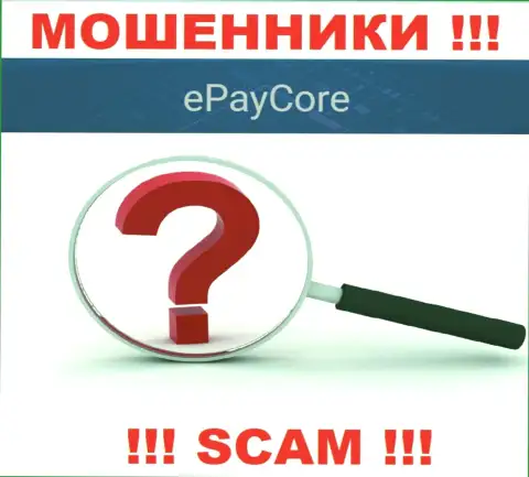 Жулики EPayCore Com не распространяют юридический адрес регистрации организации - это МОШЕННИКИ !!!
