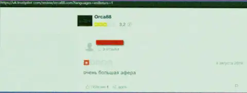 Orca88 - это интернет-мошенники, финансовые средства доверять довольно-таки опасно, рискуете остаться ни с чем (отзыв)
