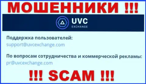 Установить контакт с internet мошенниками UVC Exchange сможете по этому адресу электронного ящика (инфа взята с их веб-портала)
