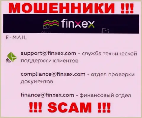 В разделе контактов жуликов Finxex, показан вот этот е-мейл для обратной связи