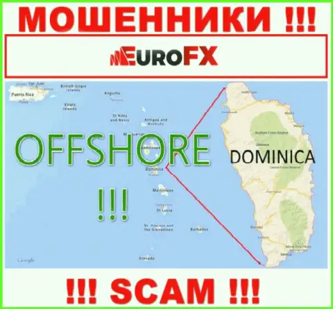 Доминика - офшорное место регистрации мошенников Euro FX Trade, представленное на их сервисе