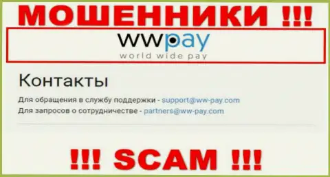 На web-сервисе конторы WW-Pay Com приведена электронная почта, писать сообщения на которую крайне опасно