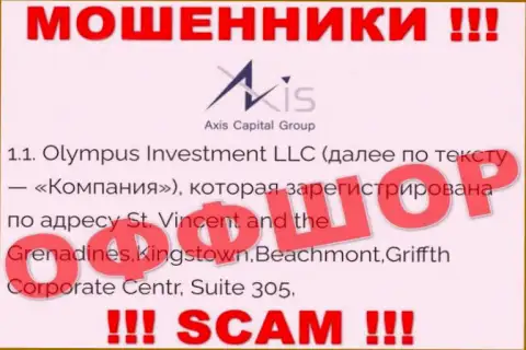 Официальный адрес мошенников Axis Capital Group в офшорной зоне - Садовническая улица, 14, г. Москва, 115035, данная инфа предоставлена у них на официальном сайте