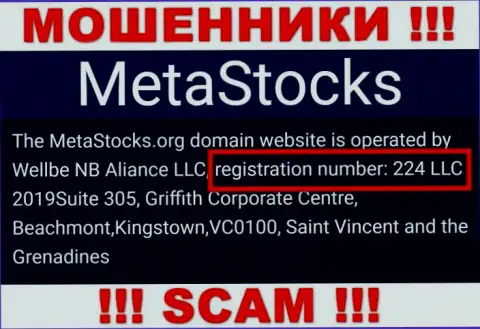 Номер регистрации компании MetaStocks - 224 LLC 2019