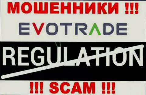 На сайте жуликов ЕвоТрейд Ком нет ни слова о регуляторе указанной компании !