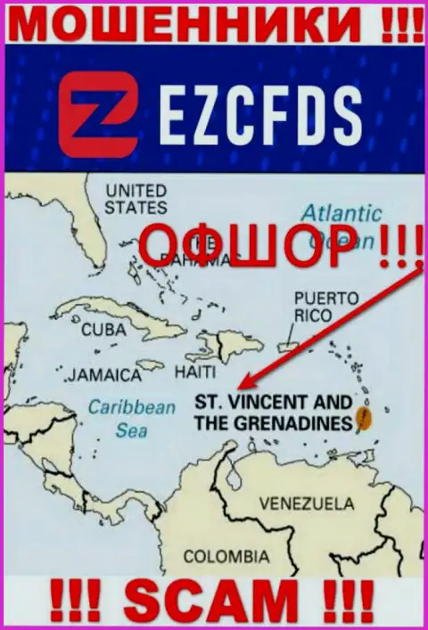 St. Vincent and the Grenadines - оффшорное место регистрации мошенников EZCFDS Com, опубликованное у них на web-сервисе