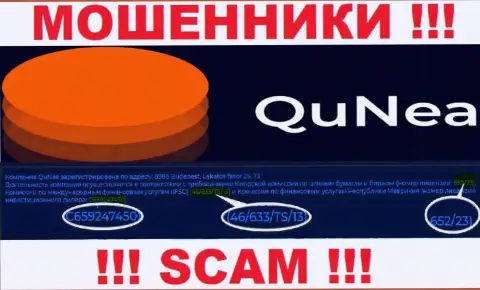 Обманщики QuNea не скрывают лицензию, показав ее на ресурсе, однако будьте начеку !