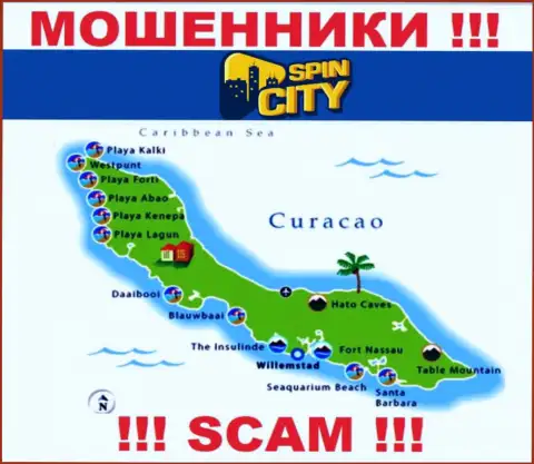 Юридическое место регистрации СпинСити на территории - Curacao