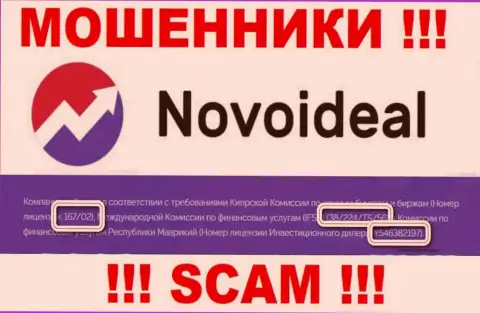 Не взаимодействуйте с конторой NovoIdeal, даже зная их лицензию, предложенную на портале, Вы не сможете спасти денежные средства