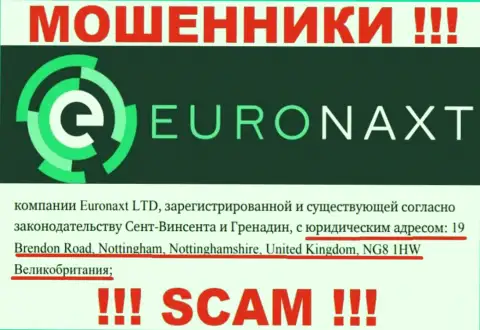 Адрес компании Euronaxt LTD у нее на сайте ненастоящий - это СТОПУДОВО МАХИНАТОРЫ !