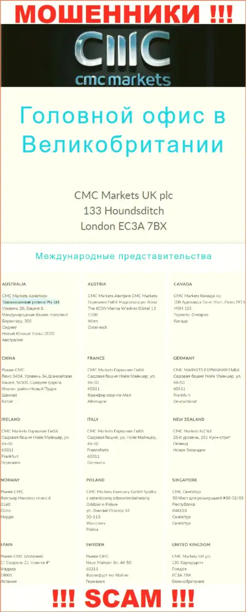 На веб-портале организации CMC Markets приведен липовый юридический адрес - это ОБМАНЩИКИ !!!