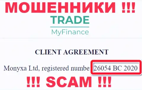 Номер регистрации интернет мошенников TradeMyFinance (26054 BC 2020) никак не доказывает их порядочность
