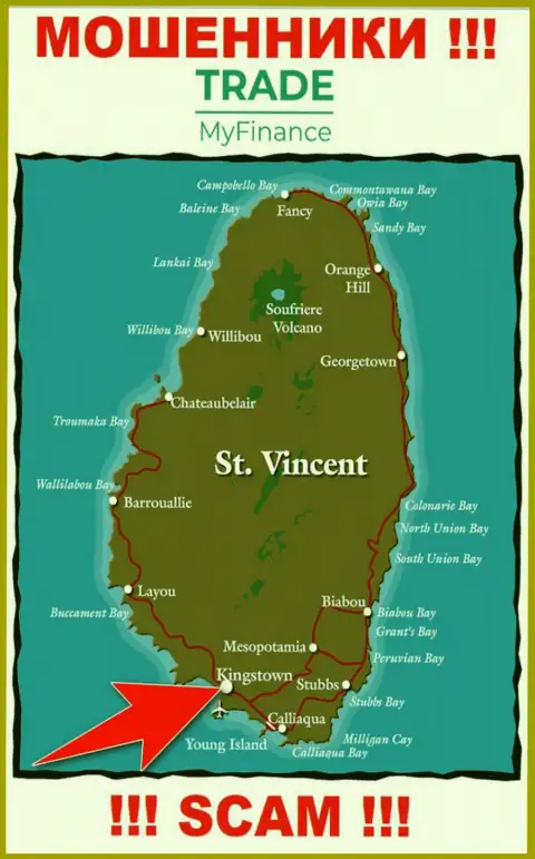 Официальное место регистрации интернет-мошенников TradeMyFinance - Kingstown, St. Vincent and the Grenadines