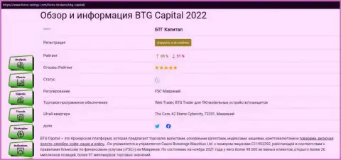 Материал про ФОРЕКС дилера BTG Capital Com на интернет-портале Форекс Рейтинг Ком