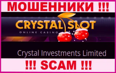 Компания, владеющая шулерами CrystalSlot - это Кристал Инвестментс Лимитед