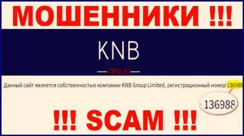 Номер регистрации компании, владеющей KNBGroup - 136988