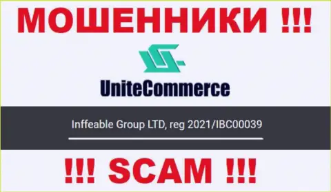 Inffeable Group LTD интернет-махинаторов Юнит Коммерс было зарегистрировано под вот этим номером регистрации: 2021/IBC00039