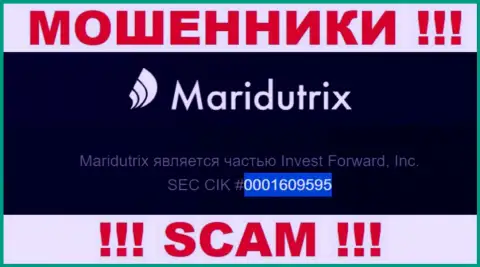 Номер регистрации Maridutrix Com, который предоставлен мошенниками у них на web-портале: 0001609595