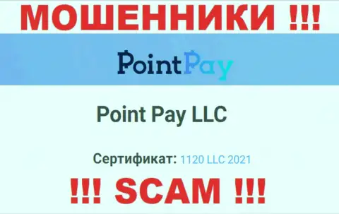 Регистрационный номер противоправно действующей организации PointPay - 1120 LLC 2021