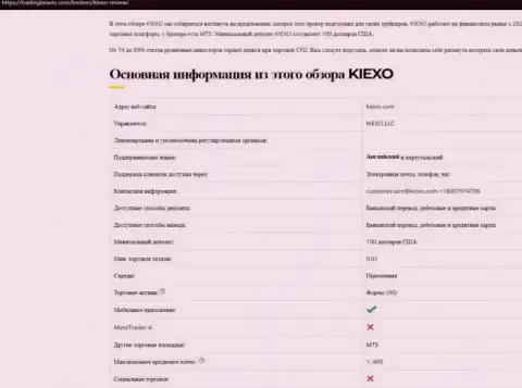 Основная информация об дилинговой организации KIEXO на интернет-ресурсе tradingbests com