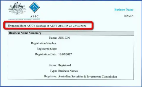 Документ, подтверждающий присутствие регистрации у биржевой площадки Зиннейра Ком